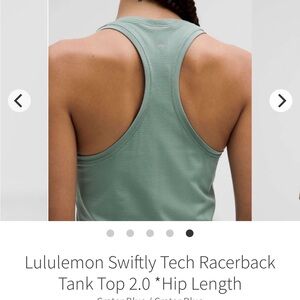 ✨ Lululemon Swiftly Tech Racerback
Tank Top 2.0 *Hip Length size 8 crater